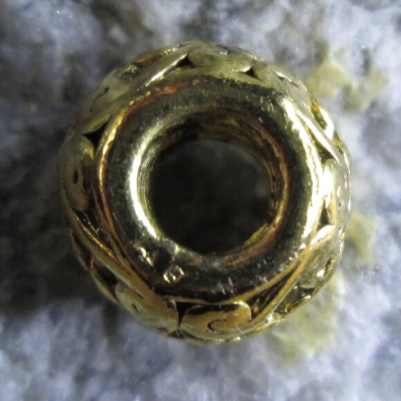 Ornate Dotted Gold Plated Sterling Silver European Charm - Picture 6 of 7